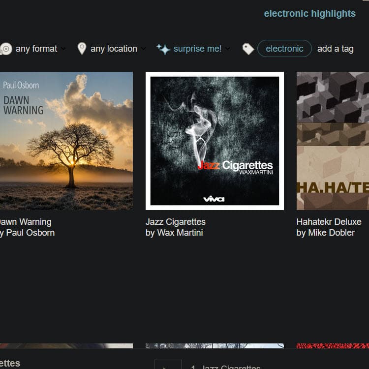 The Bandcamp search function