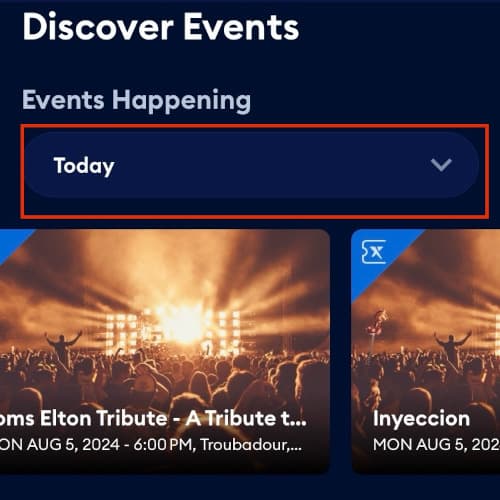 The Discover Events section