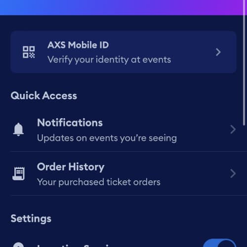 The top of the profile screen